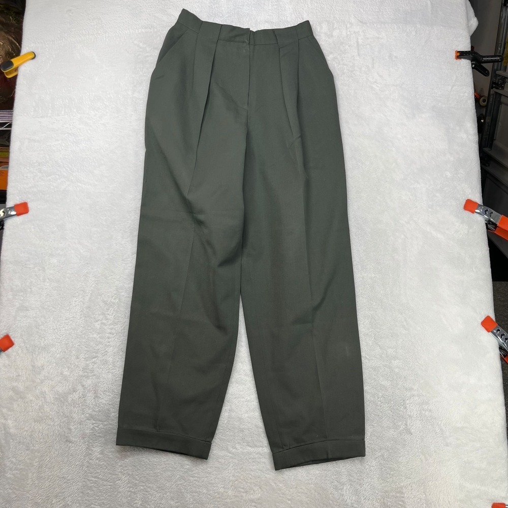 Vintage Jones New York Pleated Dress Pants Women 4 Green Wool USA Made - 26X27.5
